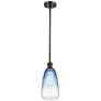 1_Ballston Brookhaven Almond 6"W Oiled Bronze Stem Pendant w/ Sapphire Shade