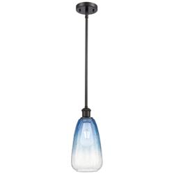 Ballston Brookhaven Almond 6"W Oiled Bronze Stem Pendant w/ Sapphire Shade