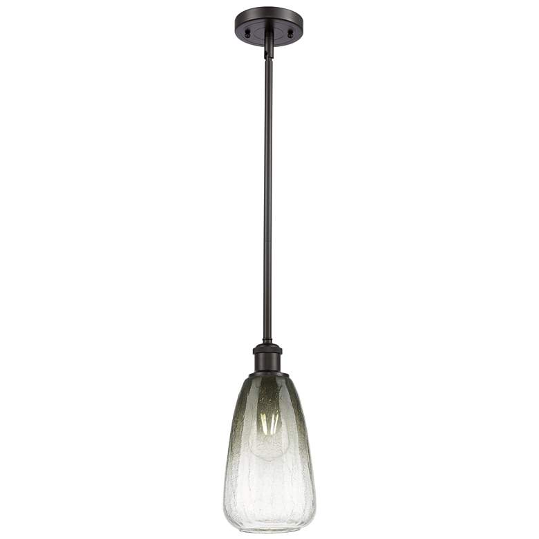 Image 1 Ballston Brookhaven Almond 6"W Oiled Bronze Stem Pendant w/ Slate Shade