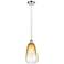 Ballston Brookhaven Almond 6"W Polished Nickel Cord Pendant w/ Amber Shade