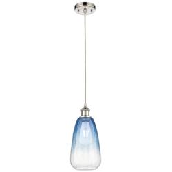 Ballston Brookhaven Almond 6"W Polished Nickel Cord Pendant w/ Blue Shade