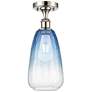 Ballston Brookhaven Almond 6"W Polished Nickel Semi-Flush w/ Blue Shade