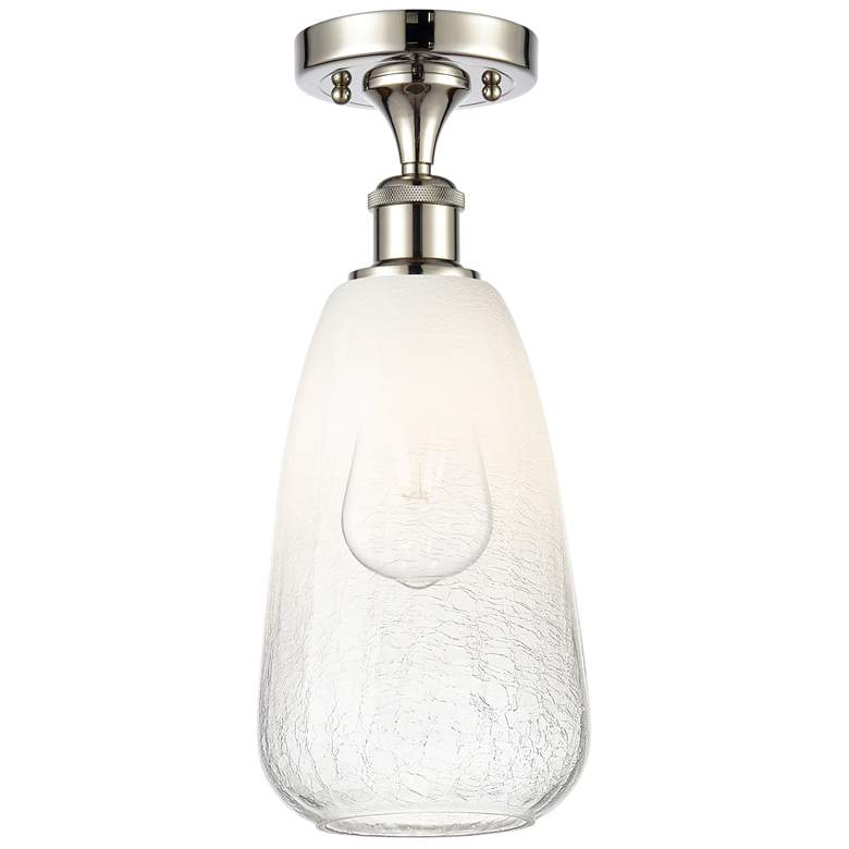 Image 1 Ballston Brookhaven Almond 6"W Polished Nickel Semi-Flush w/ Opal Shade
