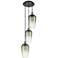 Ballston Brookhaven Flute 14"W 3-Lt Black Brass Cord Pendant w/ Slate Shade