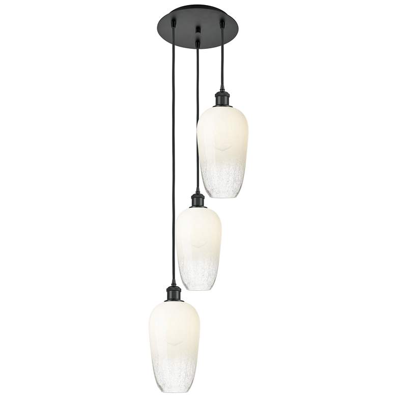 Image 1 Ballston Brookhaven Flute 14"W 3-Lt Black Cord Pendant w/ Opal Shade