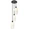 Ballston Brookhaven Flute 14"W 3-Lt Black Cord Pendant w/ Opal Shade