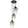 Ballston Brookhaven Flute 14"W 3-Lt Black Cord Pendant w/ Slate Shade