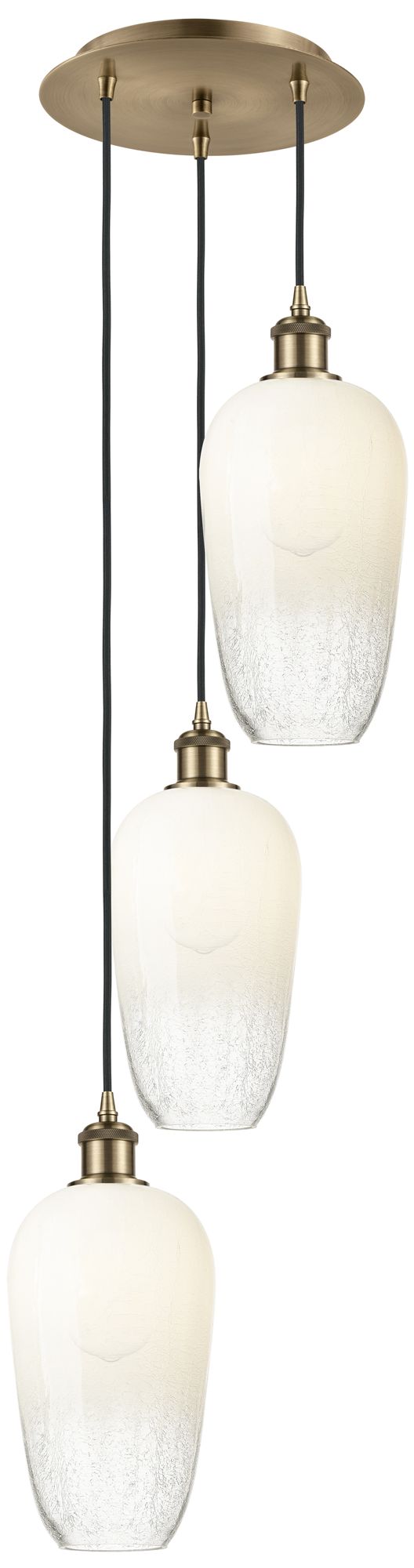 Ballston Brookhaven Flute 14"W 3-Lt Brass Cord Pendant w/ Opal Shade