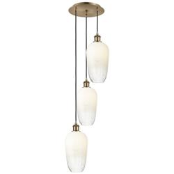 Ballston Brookhaven Flute 14"W 3-Lt Brass Cord Pendant w/ Opal Shade