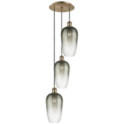 Ballston Brookhaven Flute 14"W 3-Lt Brass Cord Pendant w/ Slate Shade