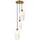 Ballston Brookhaven Flute 14"W 3-Lt Brush Brass Cord Pendant w/ Opal Shade
