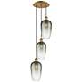 1_Ballston Brookhaven Flute 14"W 3-Lt Brush Brass Cord Pendant w/ Slate Shade