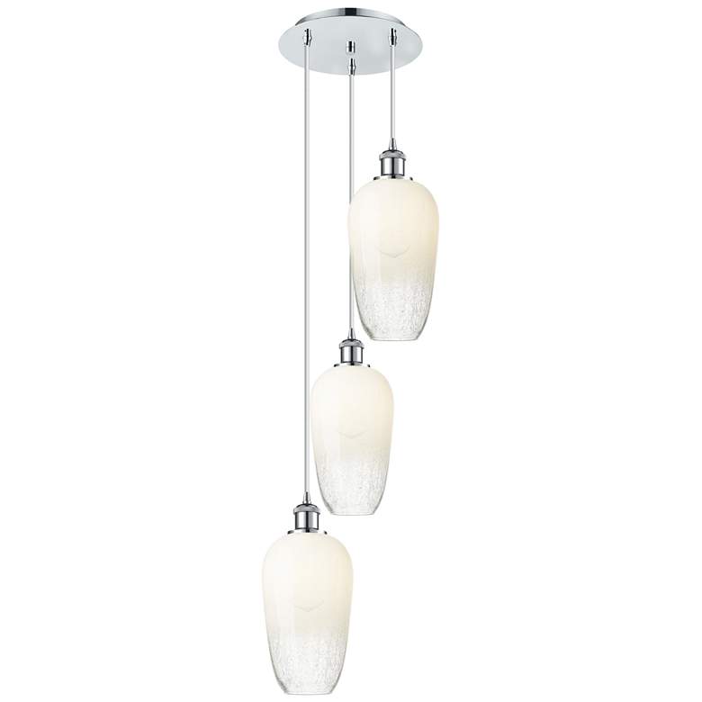 Image 1 Ballston Brookhaven Flute 14"W 3-Lt Chrome Cord Pendant w/ Opal Shade