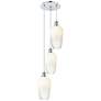 1_Ballston Brookhaven Flute 14"W 3-Lt Chrome Cord Pendant w/ Opal Shade