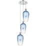 1_Ballston Brookhaven Flute 14"W 3-Lt Chrome Cord Pendant w/ Sapphire Shade