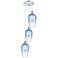 Ballston Brookhaven Flute 14"W 3-Lt Chrome Cord Pendant w/ Sapphire Shade