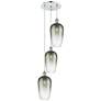 1_Ballston Brookhaven Flute 14"W 3-Lt Chrome Cord Pendant w/ Slate Shade