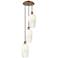 Ballston Brookhaven Flute 14"W 3-Lt Copper Cord Pendant w/ Opal Shade