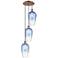Ballston Brookhaven Flute 14"W 3-Lt Copper Cord Pendant w/ Sapphire Shade