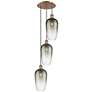 1_Ballston Brookhaven Flute 14"W 3-Lt Copper Cord Pendant w/ Slate Shade