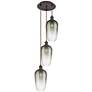 1_Ballston Brookhaven Flute 14"W 3-Lt Oil Bronze Cord Pendant w/ Slate Shade