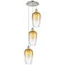 1_Ballston Brookhaven Flute 14"W 3-Lt Polish Nickel Cord Pendant w/ Amber