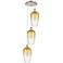 Ballston Brookhaven Flute 14"W 3-Lt Polish Nickel Cord Pendant w/ Amber