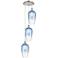 Ballston Brookhaven Flute 14"W 3-Lt Polish Nickel Cord Pendant w/ Blue