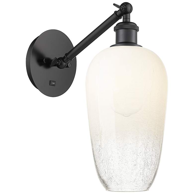 Image 1 Ballston Brookhaven Flute 15"H Matte Black Swivel Sconce w/ Opal Shade