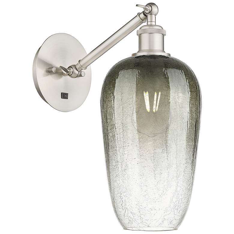 Image 1 Ballston Brookhaven Flute 15"H Nickel Swivel Sconce w/ Slate Shade