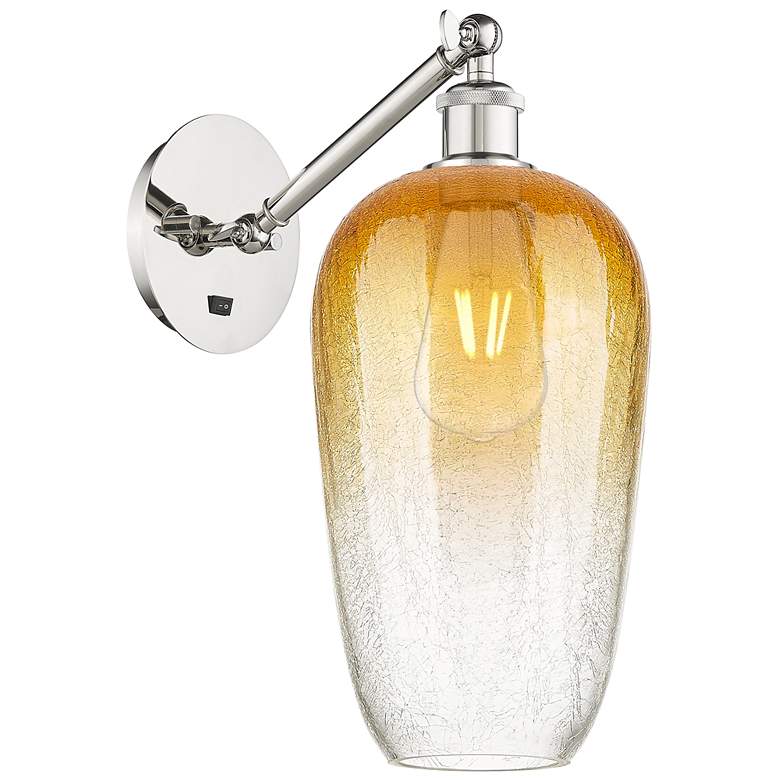 Image 1 Ballston Brookhaven Flute 15"H Polished Nickel Swivel Sconce w/ Amber Shade
