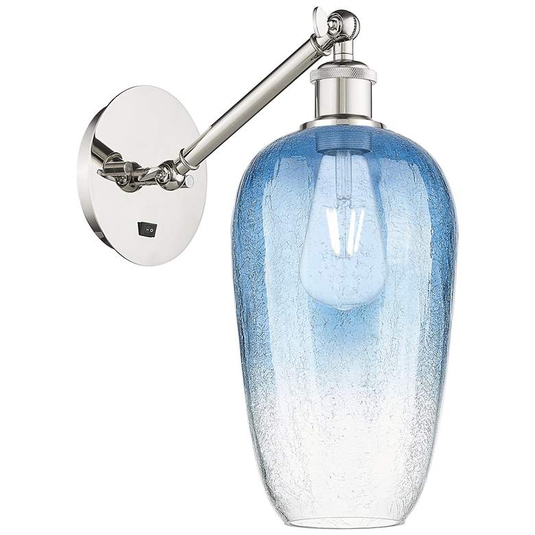 Image 1 Ballston Brookhaven Flute 15"H Polished Nickel Swivel Sconce w/ Blue Shade
