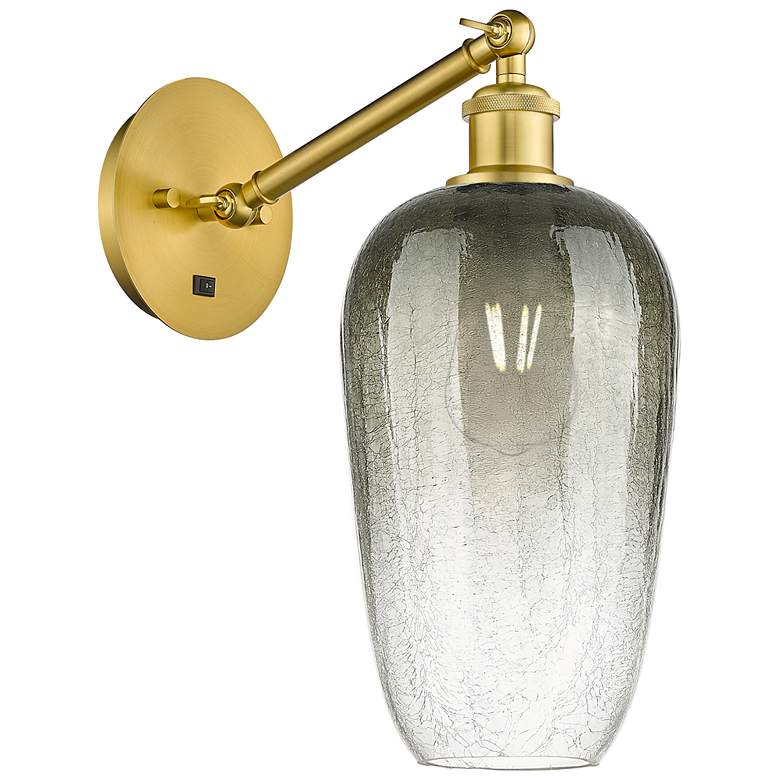 Image 1 Ballston Brookhaven Flute 15"H Satin Gold Swivel Sconce w/ Slate Shade
