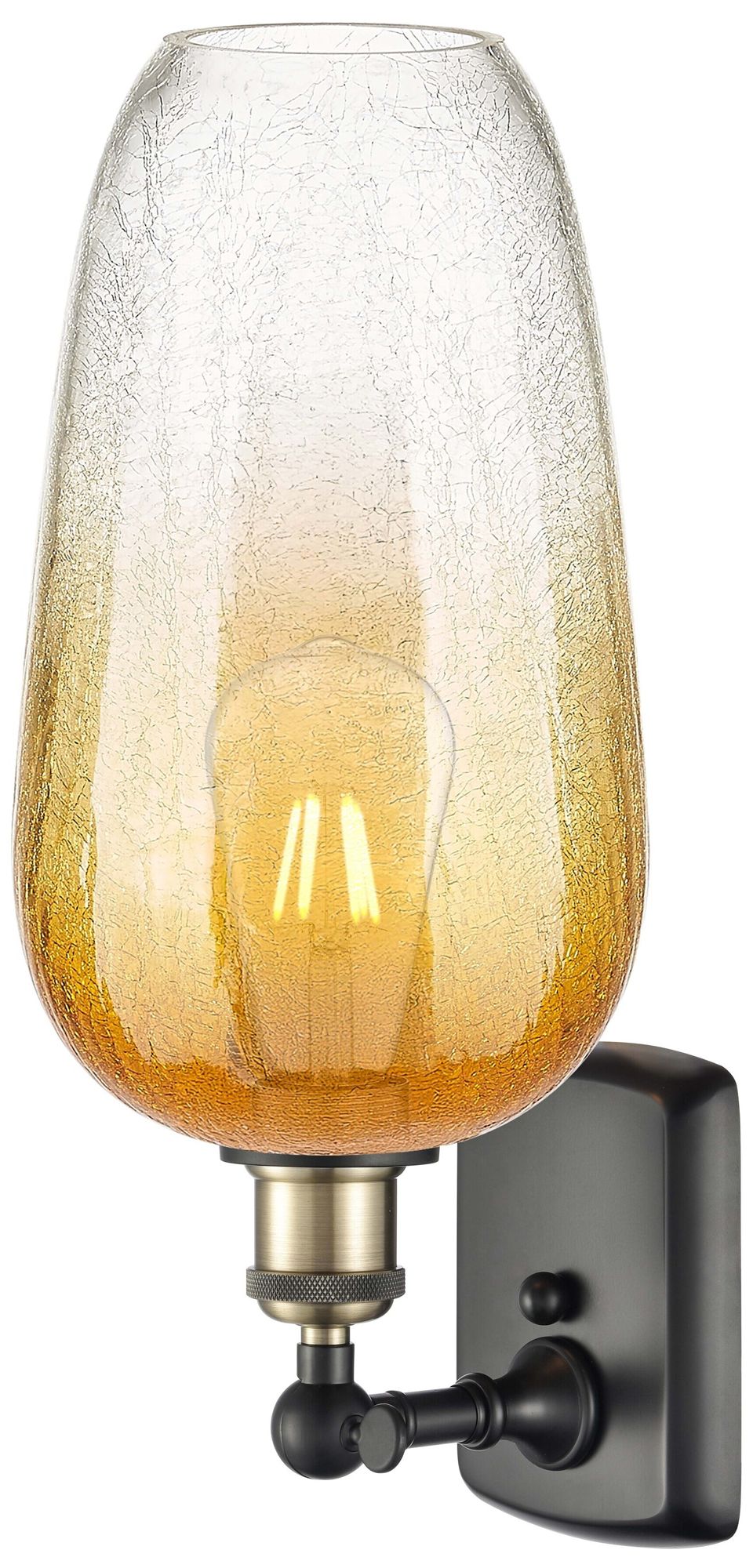 Image 2 Ballston Brookhaven Flute 16"H Black And Brass Sconce With Amber Shade more views