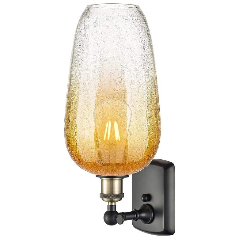 Image 2 Ballston Brookhaven Flute 16"H Black And Brass Sconce With Amber Shade more views