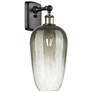 Ballston Brookhaven Flute 16"H Black And Brass Sconce With Slate Shade
