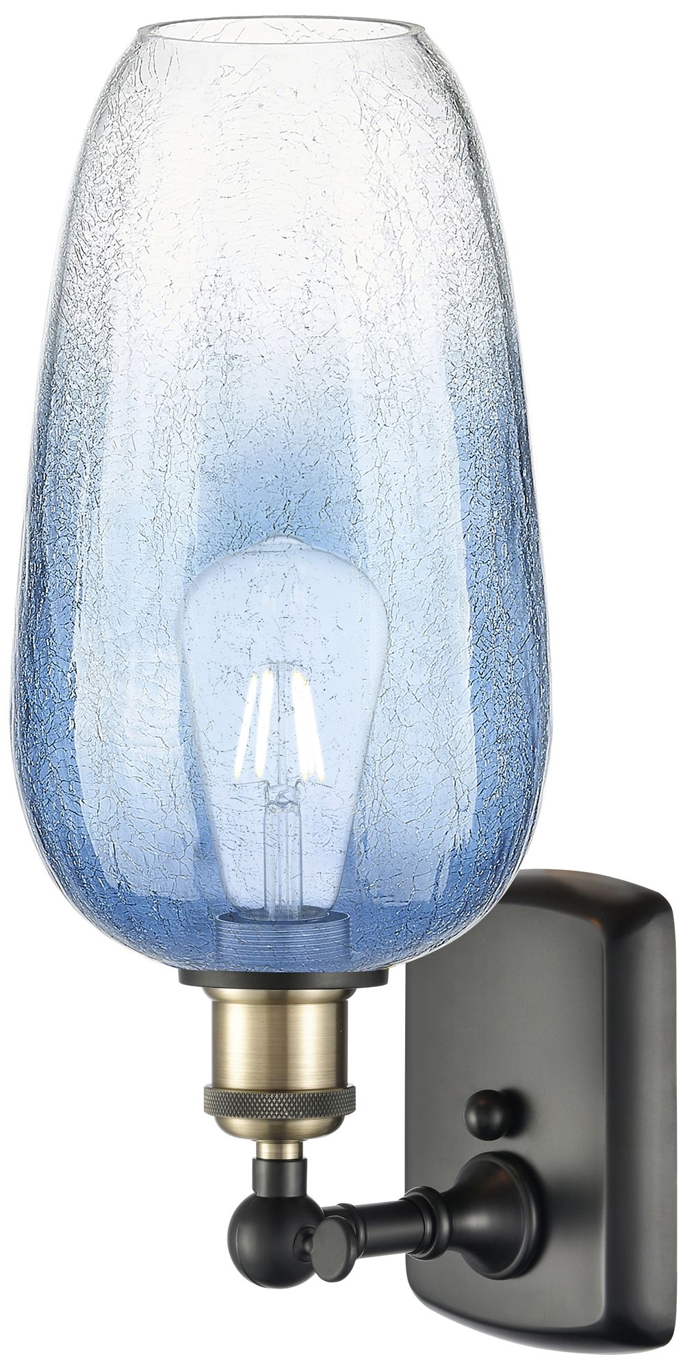 Image 2 Ballston Brookhaven Flute 16"H Black Brass Sconce w/ Sapphire Shade more views