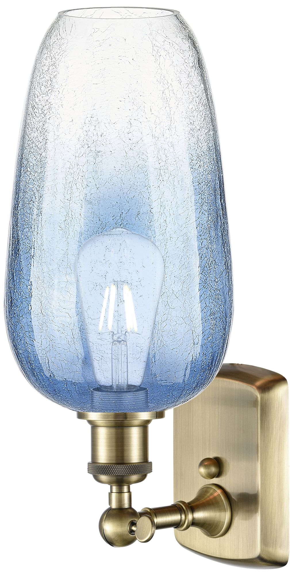 Image 2 Ballston Brookhaven Flute 16"H Brass Sconce With Sapphire Blue Shade more views