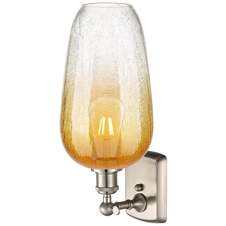 Image 2 Ballston Brookhaven Flute 16"H Brushed Nickel Sconce With Amber Shade more views