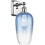 1_Ballston Brookhaven Flute 16"H Chrome Sconce w/ Sapphire Shade