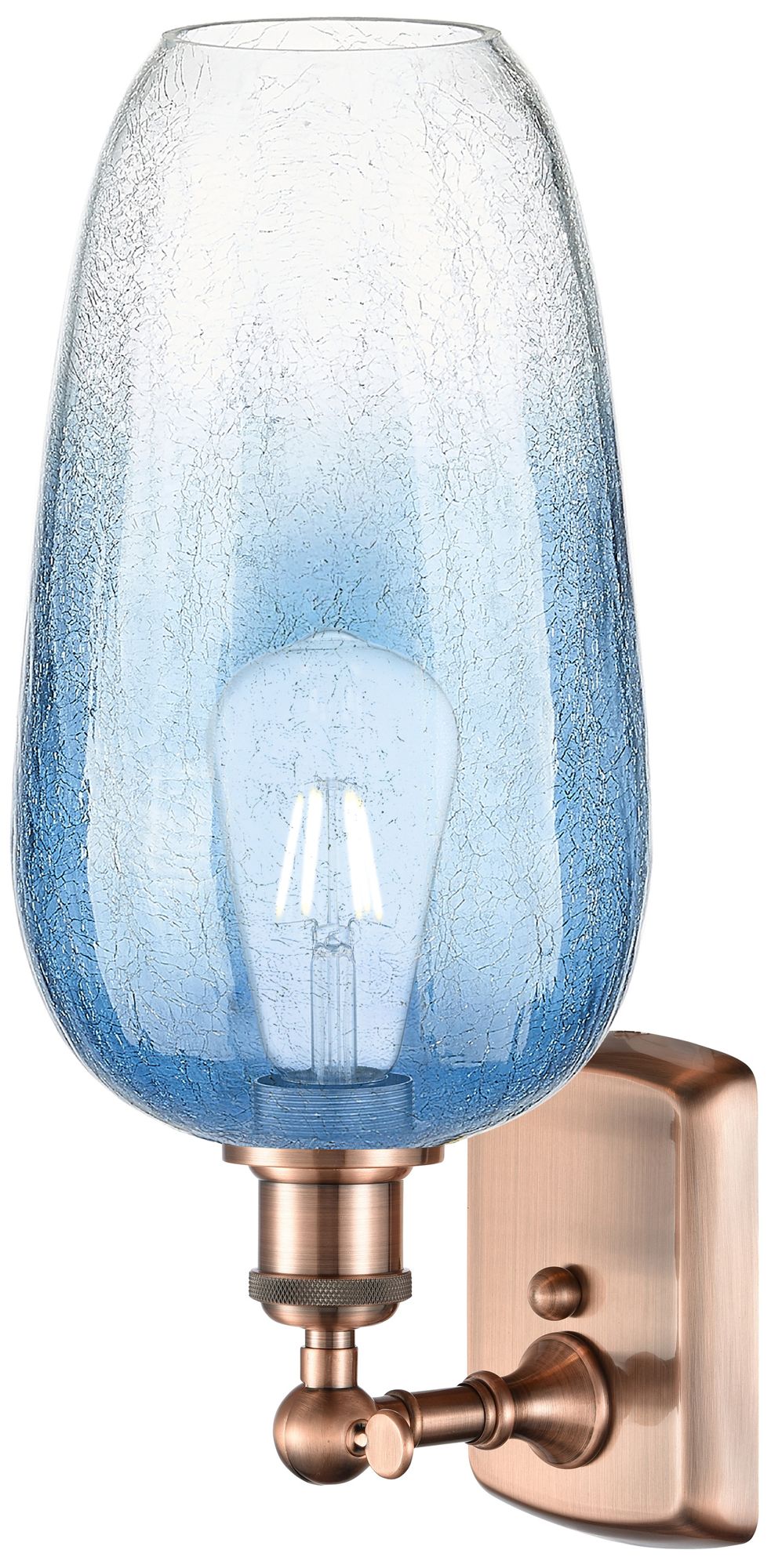 Image 2 Ballston Brookhaven Flute 16"H Copper Sconce With Sapphire Blue Shade more views