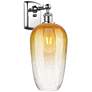 1_Ballston Brookhaven Flute 16"H Polished Chrome Sconce With Amber Shade