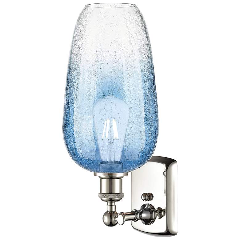 Image 2 Ballston Brookhaven Flute 16"H Polished Nickel Sconce w/ Sapphire Shade more views