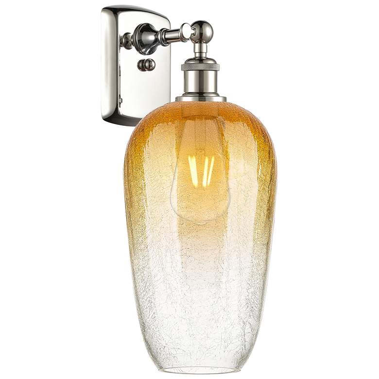 Image 1 Ballston Brookhaven Flute 16"H Polished Nickel Sconce With Amber Shade