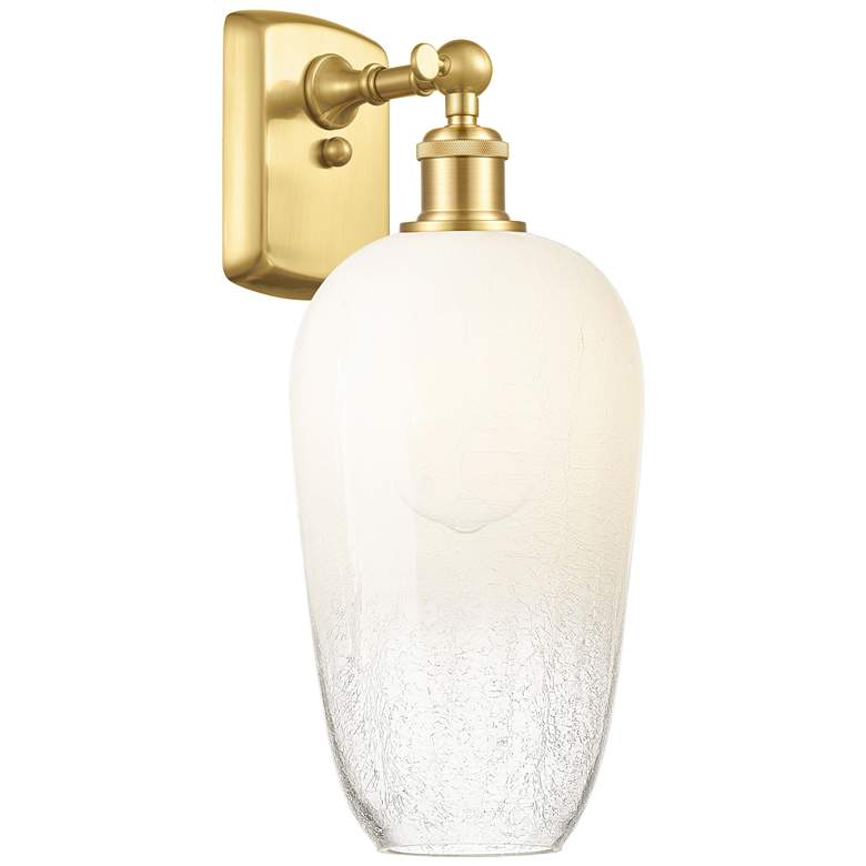 Image 1 Ballston Brookhaven Flute 16" High Satin Gold Sconce With Opal Shade