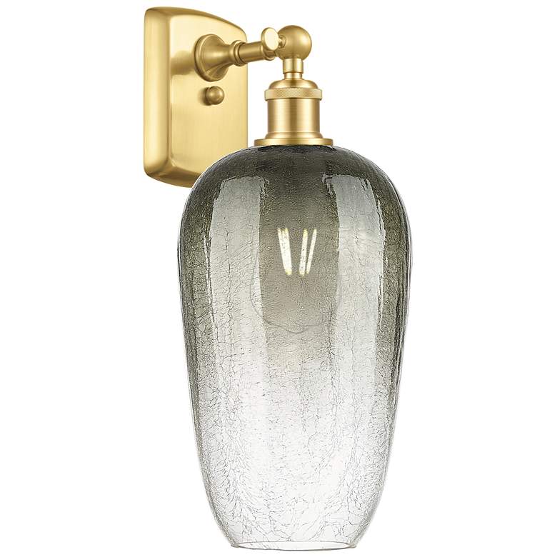Image 1 Ballston Brookhaven Flute 16" High Satin Gold Sconce With Slate Shade