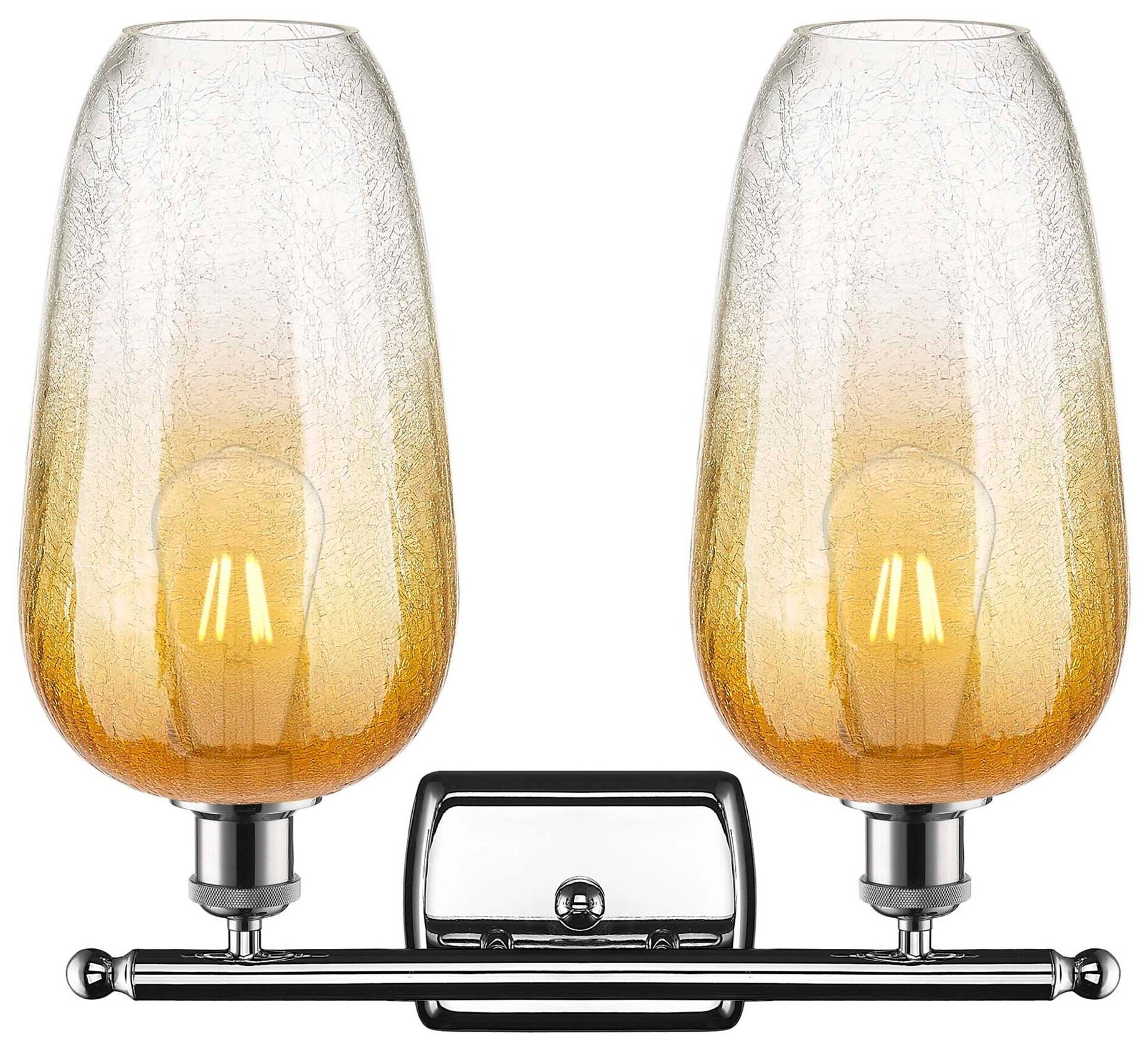 Image 2 Ballston Brookhaven Flute 17"W 2-Lt Chrome Bath Light w/ Amber Shade more views