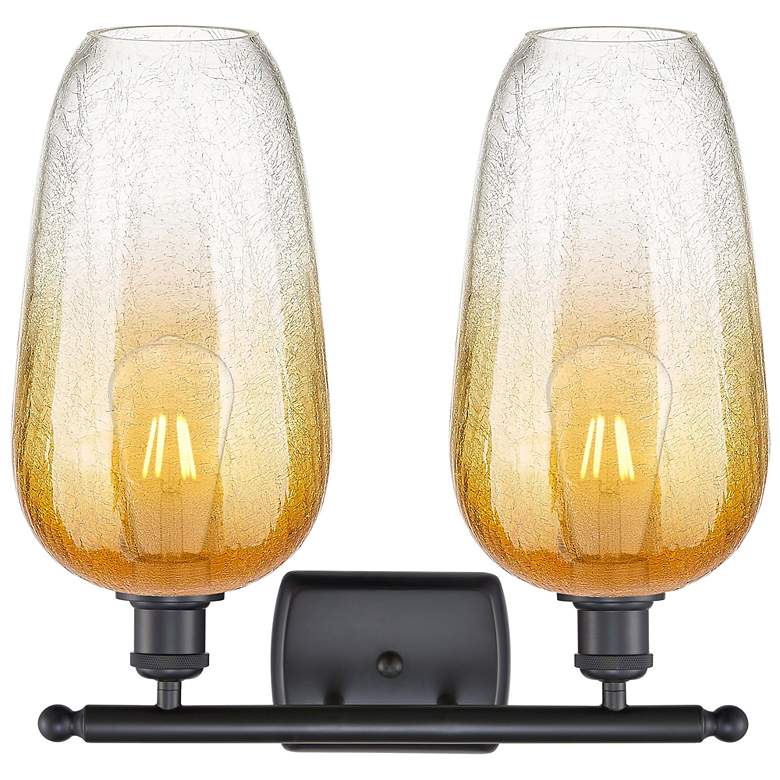 Image 2 Ballston Brookhaven Flute 17"W 2 Light Black Bath Light w/ Amber Shade more views