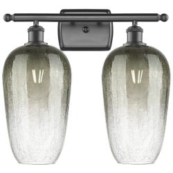 Ballston Brookhaven Flute 17"W 2 Light Black Bath Light w/ Slate Shade
