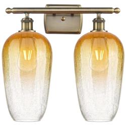 Ballston Brookhaven Flute 17"W 2 Light Brass Bath Light w/ Amber Shade